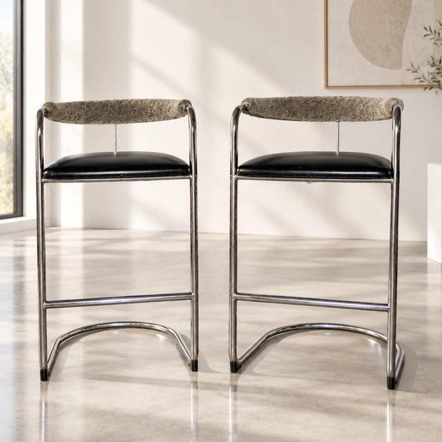 Metal Pair Thonet Cantilever Bar Stools | Anton Lorenz For Sale - Image 7 of 7