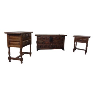 Spanish Chest & 2 Chests of Drawers, 1960s, Set of 3 For Sale