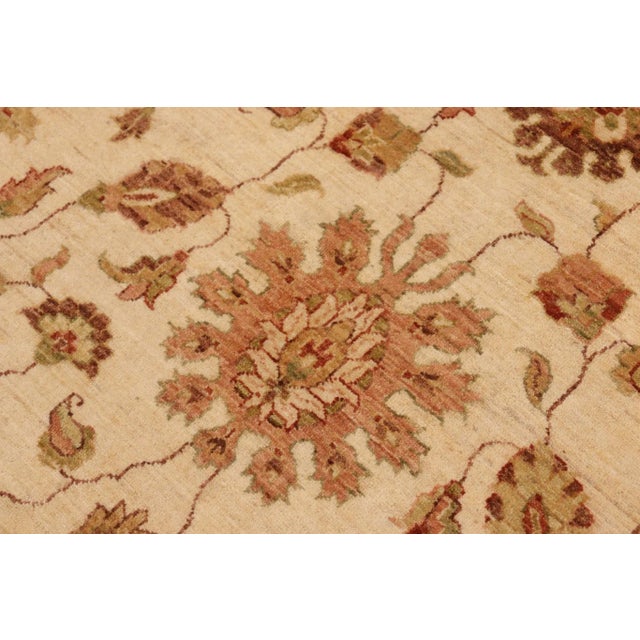 Boho Chic Ziegler Beige Green Hand-Knotted Wool Rug - 10'2'' X 13'9'' For Sale - Image 4 of 6