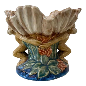 Vintage Boho Majolica Monkey Shell Bowl