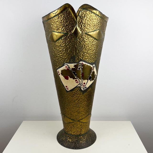 Vintage Italian Hammered Brass Umbrella Stand, 1930s For Sale - Image 4 of 11