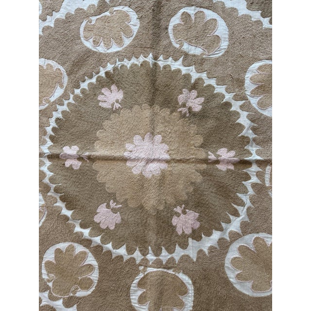 Hand-Embroidered Vintage Suzani from Bukhara, circa 1960s. Dimension; 52'' x 54'' inches / 132 x 138 cm / 4'4'' x 4'6''...