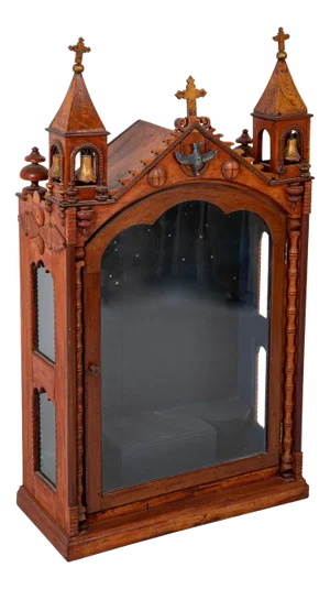19th Century Mexican Spanish Colonial Architectural Santos Shrine
