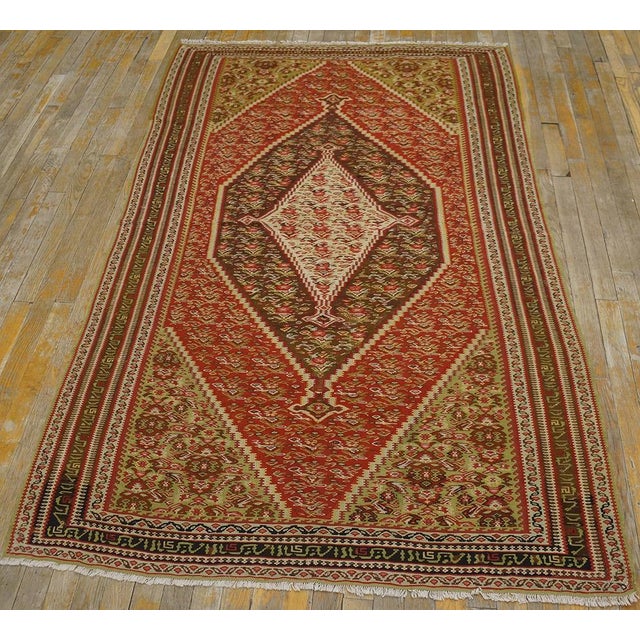 Antique Kilim Senneh rug, size: 4'0" x 6'6".