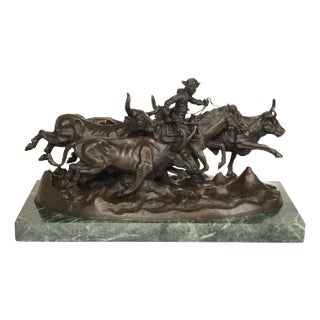 Frederic Remington Bronze Statue, 'Stampede' For Sale