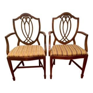 Arm Chairs Dining Hepplewhite Shield Back Thomasville Vintage For Sale