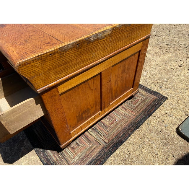 Brown 1910s Antique Partners Desk Needs Restoration For Sale - Image 8 of 12