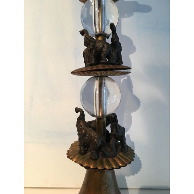 Glass Sphere & Brass Elephant Table Lamp For Sale In Los Angeles - Image 6 of 7