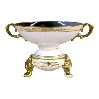Hand-Painted Nippon Centerpiece Bowl With Swans & Gilt Accents, Early 20th Century For Sale
