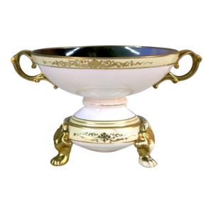 Hand-Painted Nippon Centerpiece Bowl With Swans & Gilt Accents, Early 20th Century