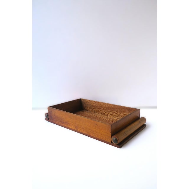 A tiger maple and oak wood jewelry box or vanity tray, Art Deco period, circa early-20th century, America. Box is...