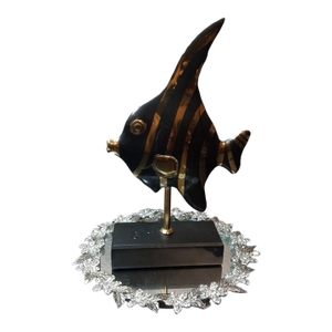 Gorgeous MCM Rosenthal Netter Korea Brass Black Striped Angel Fish Sculpture