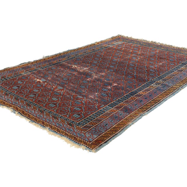 78840 Distressed Antique Persian Kuba Rug, 04'01 x 06'02. Persian Kuba rugs, originating from the Kuba region in the...