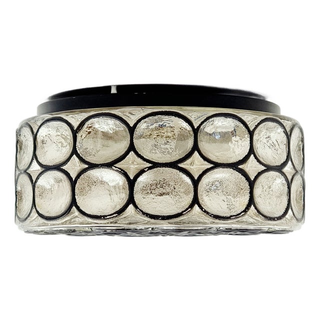 Large Mid-Century Modern Glass Flush Mount from Limburg, Germany, 1970s For Sale