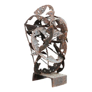 21st Century Modern Monochromatic Brutalist Metal Abstract Sculpture Attributed to Bob Fowler For Sale