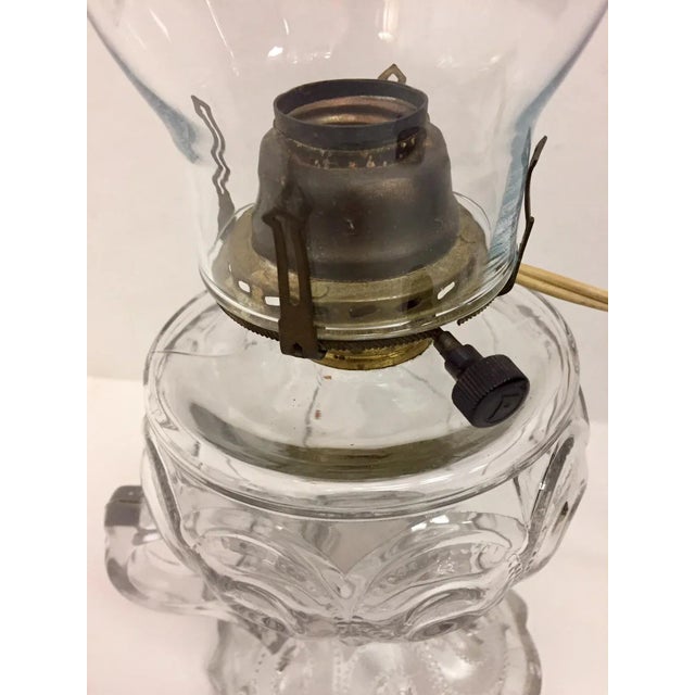 Antique Egg Pattern Pressed Glass Electrified Oil Lamp For Sale In West Palm - Image 6 of 9
