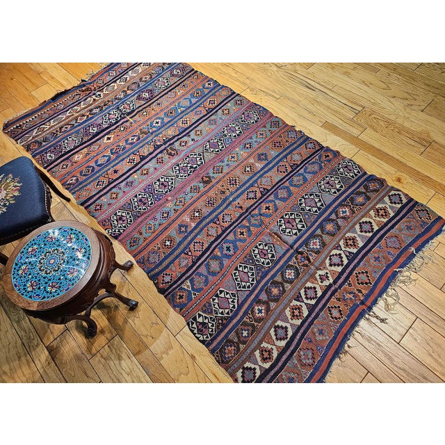 Textile Antique Caucasian Shirvan Kilim, Handwoven Wool, Allover Geometric Pattern, 1880s, 5' x 10' For Sale - Image 7 of 16