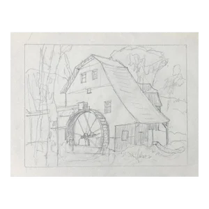 1950s Norman Kent Mill Americana Sketch Drawing