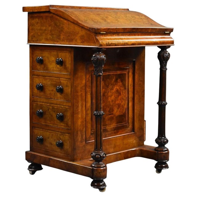 Victorian Burr Walnut Davenport, 1860s For Sale - Image 16 of 16