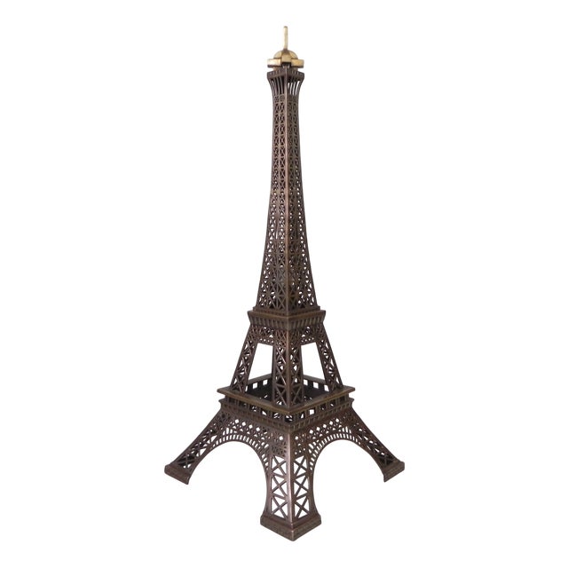 Large High Bronze Eiffel Tower with Lighting, 1970s For Sale