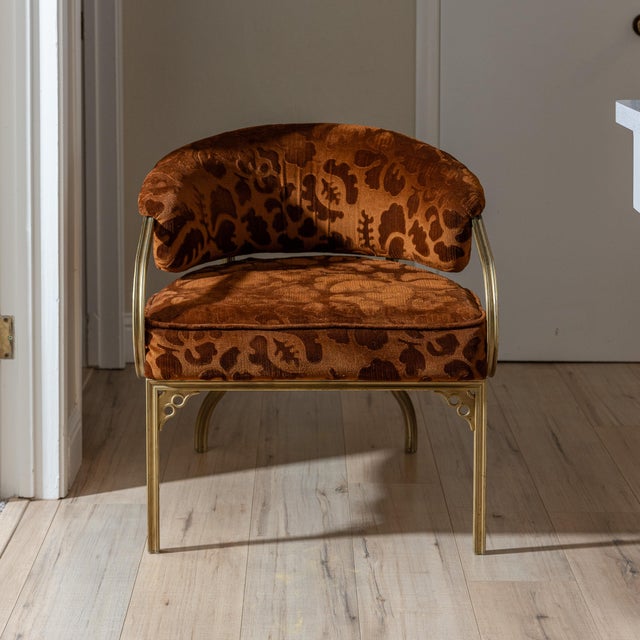 1950s John Van Koert Troy Sunshade Cymbal Chinoiserie Brass Gold Cast Aluminum Accent Lounge Chair, Attributed For Sale - Image 10 of 17