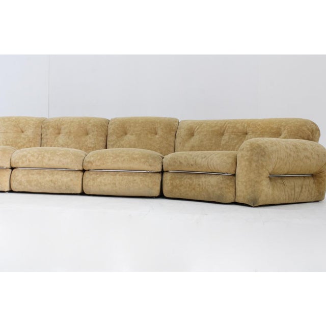 Metal Vintage Italian Curved Modular Chrome Sofa, 1970s, Set of 4 For Sale - Image 7 of 11
