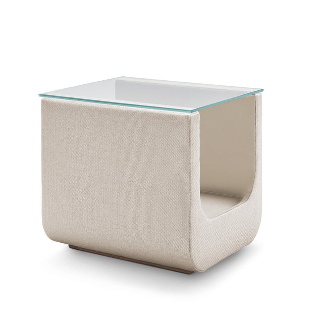 Contemporary Lancaster Modern Upholstered Luge Side Table For Sale - Image 3 of 3