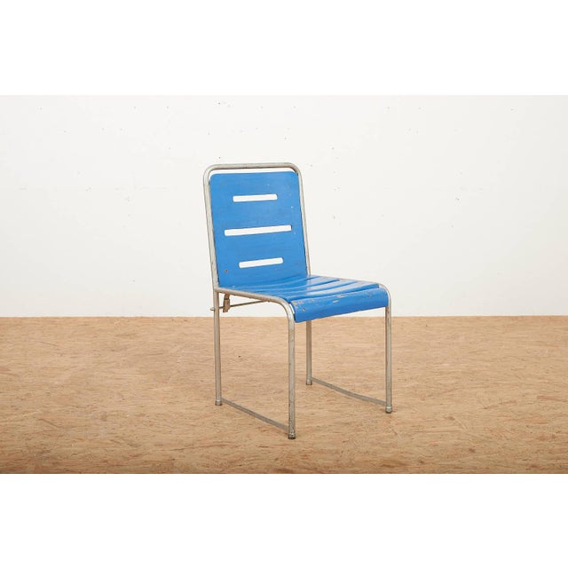 Vintage Garden Chair in Steel, Plywood, and Wood Slats For Sale - Image 6 of 13
