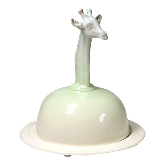 1970s William Herrera Studio Art Porcelain Giraffe Covered Dish For Sale