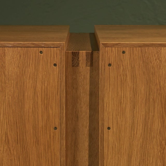 Brutalist Sideboard with Geometric Details in Oak, France For Sale - Image 14 of 17
