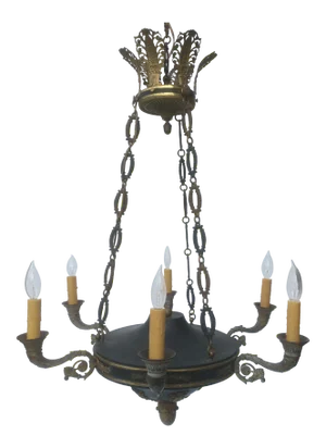 French Empire Bronze and Tole Chandelier