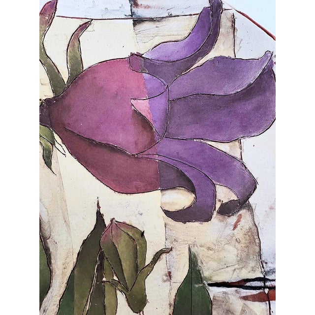 Studio Pottery Botanical Painted Lilly CenterpiecBowl, Artist Signed For Sale - Image 4 of 11