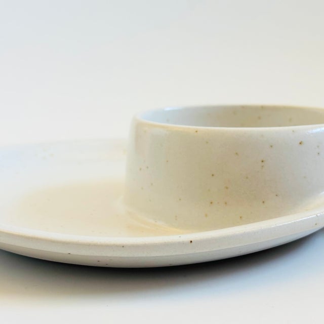 Ceramic Vintage Speckled Ceramic Chip and Dip Serving Tray by Robert Weiss of Ca, 1960s For Sale - Image 7 of 10