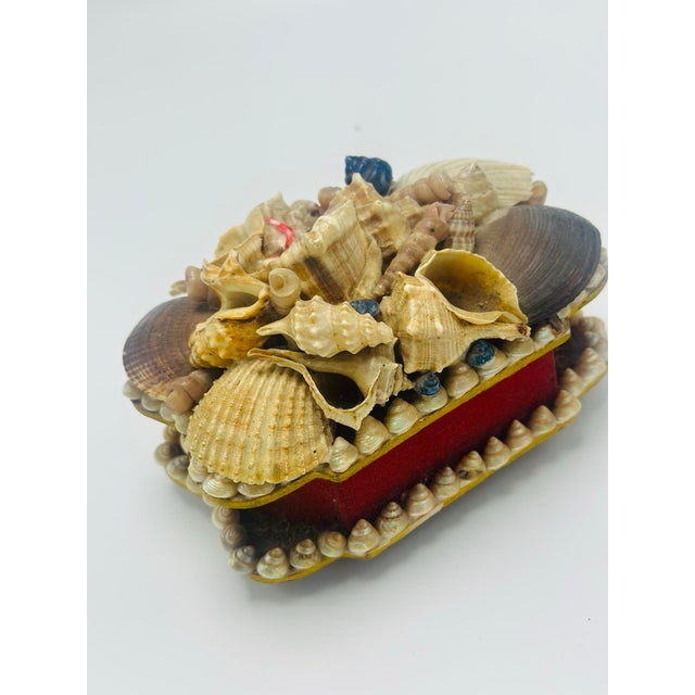 Red Vintage Shell Trinket Box For Sale - Image 8 of 8