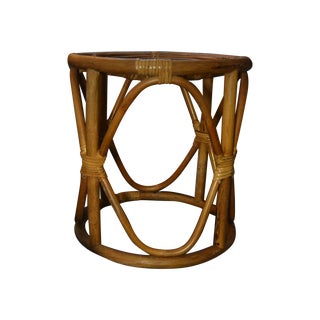 Mid Century Modern Bamboo Foot Stool Table For Sale