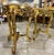Stone French-Style Gilded Side Table Set of 2 – Beige Marble Top With Gold Leaf Floral Details For Sale - Image 7 of 8