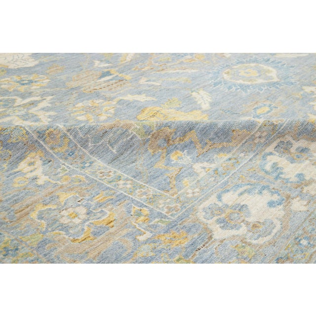 2010s Apadana's Modern Designed Sultanabad Room Size Wool Rug Handmade in Blue For Sale - Image 5 of 10