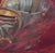 Transfiguration by Elena Burykina | Oil on panel Still life of a metallic helmet on a red background For Sale - Image 4 of 5