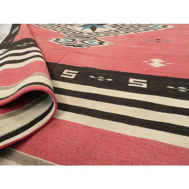 Salmon Galerie Shabab Collection Rustic Southwestern Style North American Navajo Tribal Accent Rug, Circa 1940 For Sale - Image 8 of 8