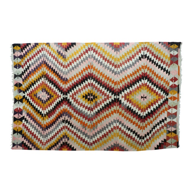 Mid 20th Century Turkish Kilim Rug-6′1″ × 9′7″ For Sale