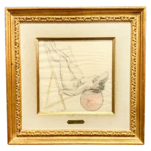 1930s Odilon Roche, Nu a La Chaise Watercolor Sketch, Framed