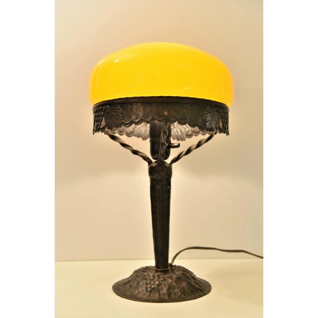 Art Nouveau Copper and Glass Table Lamp, Sweden For Sale - Image 3 of 13