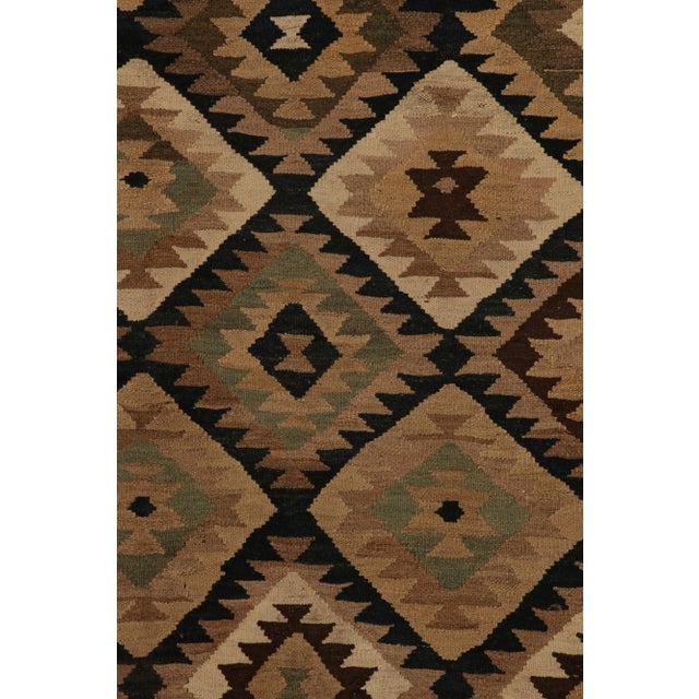 Vintage Afghani Kilim Rug in Beige-Brown, Teal and Black Tribal Pattern For Sale In New York - Image 6 of 8