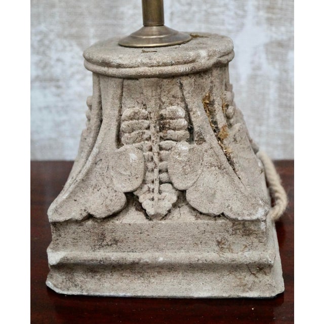 Antique Sandstone Corinthian Capital Table Lamps, 1910s, Set of 2 For Sale - Image 12 of 14