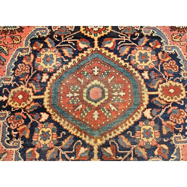 Vintage Persian Farahan Sarouk Rug, Hand-Knotted Wool, Floral Pattern, Rust Red & Blue, 5x7 For Sale - Image 13 of 17
