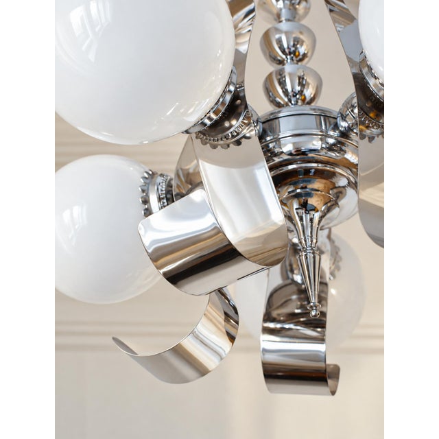 Vintage Space Age Chrome Ribbon Chandelier, 1970s For Sale - Image 10 of 11