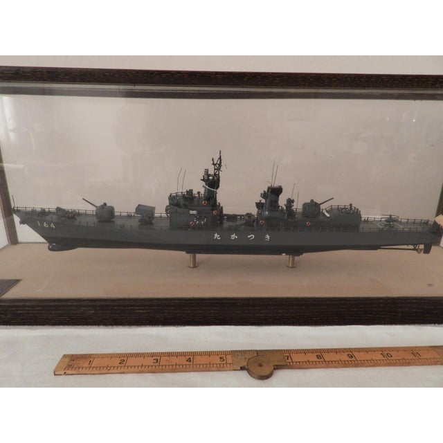 Vintage Japanese Navy Cruiser Ship Model Table Display For Sale - Image 10 of 10