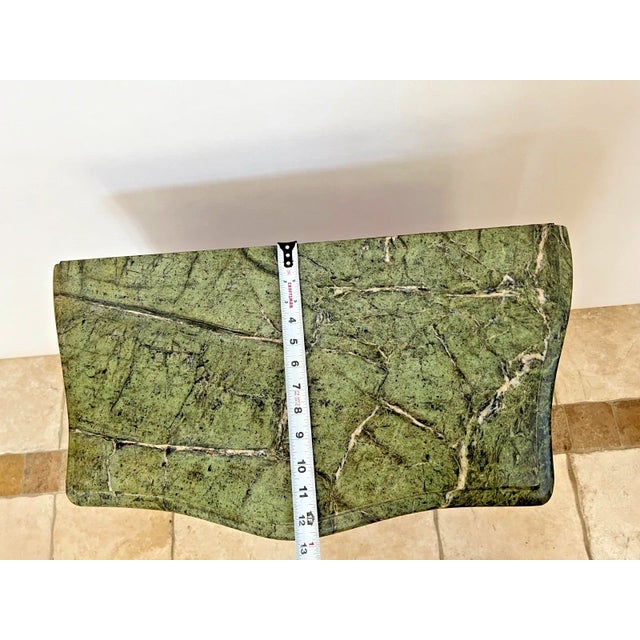 1900s Antique French Small Bombe Commode with Green Marble Brass Ormolu For Sale - Image 10 of 11