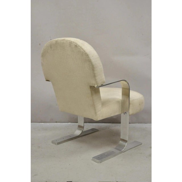 Vintage Mid Century Modern Aluminum Flat Bar Ski Base Cantilever Lounge Chair For Sale - Image 10 of 12