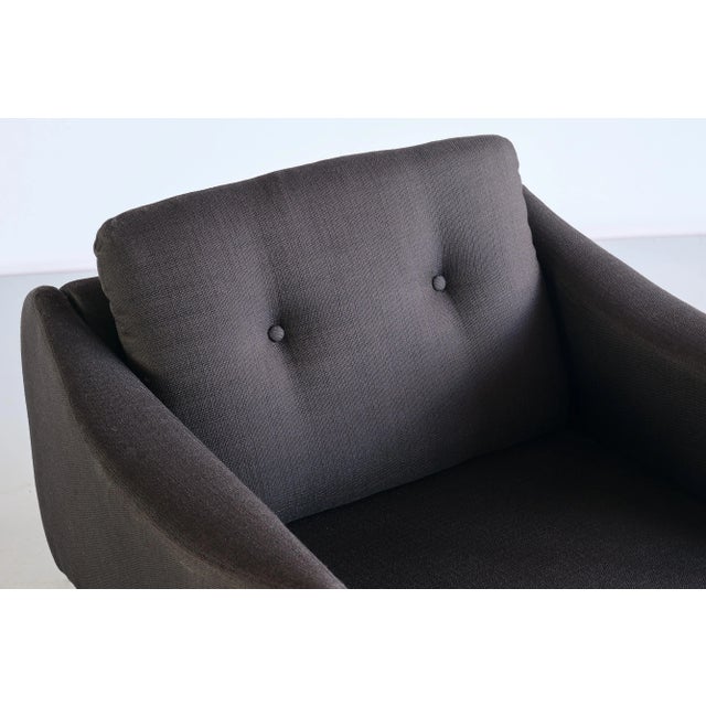 1960s Black Wool & Wood Armchair by Michel Mortier for Steiner, France, 1963 For Sale - Image 5 of 13
